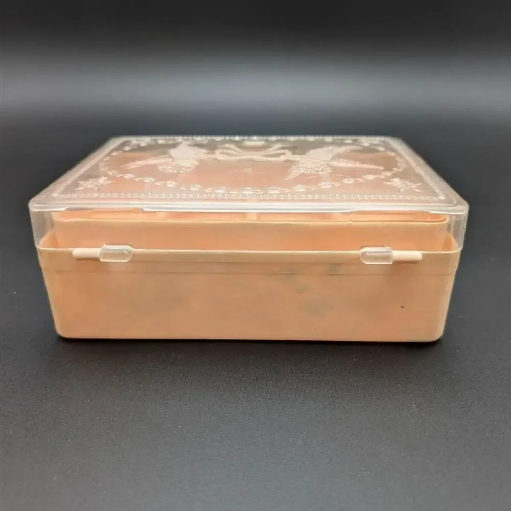 Vintage Pink Plastic Marbled Trinket Jewelry Box By Hommer MFG Made In USA
